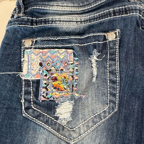 Grace In LA Women's Blue Patchwork Jeans - Picture 14 of 15